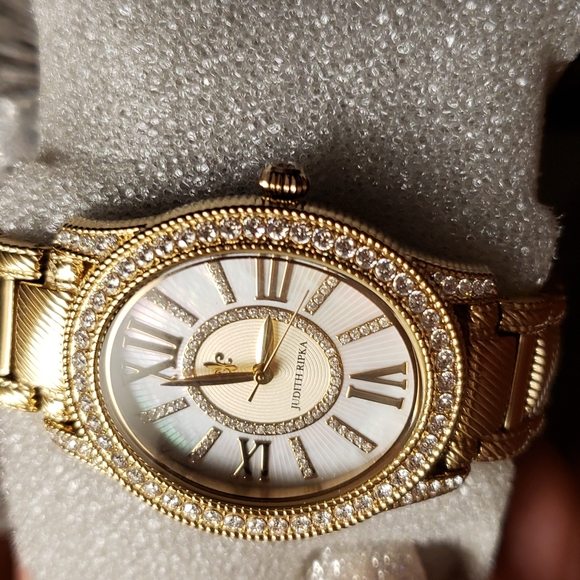 Judith Ripka Gold Bling with mother of pearl face watch and 2 additional bands - Picture 7 of 9